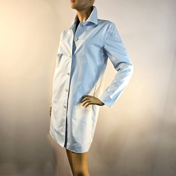 Vintage Brooks Brothers 346 Lite Weather Trench Coat Button Cotton Blue Sz XS - Picture 1 of 7